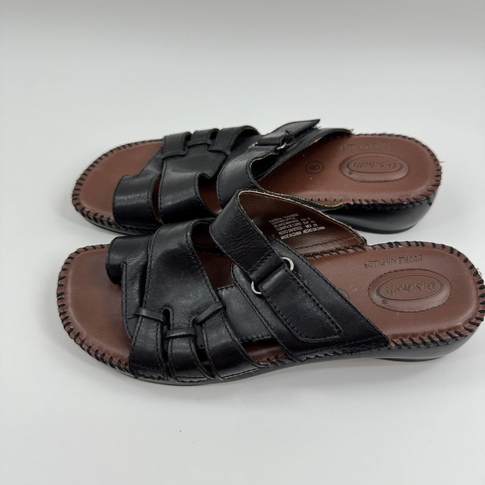 Dr. Scholl's Shoes Womens Size 8 Black Karen Leather Slide Sandals Comfort - Picture 2 of 7